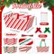 24 Pcs Christmas Baskets For Gifts Empty Gift Basket Kit with 24 Plastic Bags and 24 Pull Bows DIY Gift Packages 9.8 x 6.5 x 4.3 Inch Cardboard Basket for Xmas Birthday (Red Green,Stripe Style)